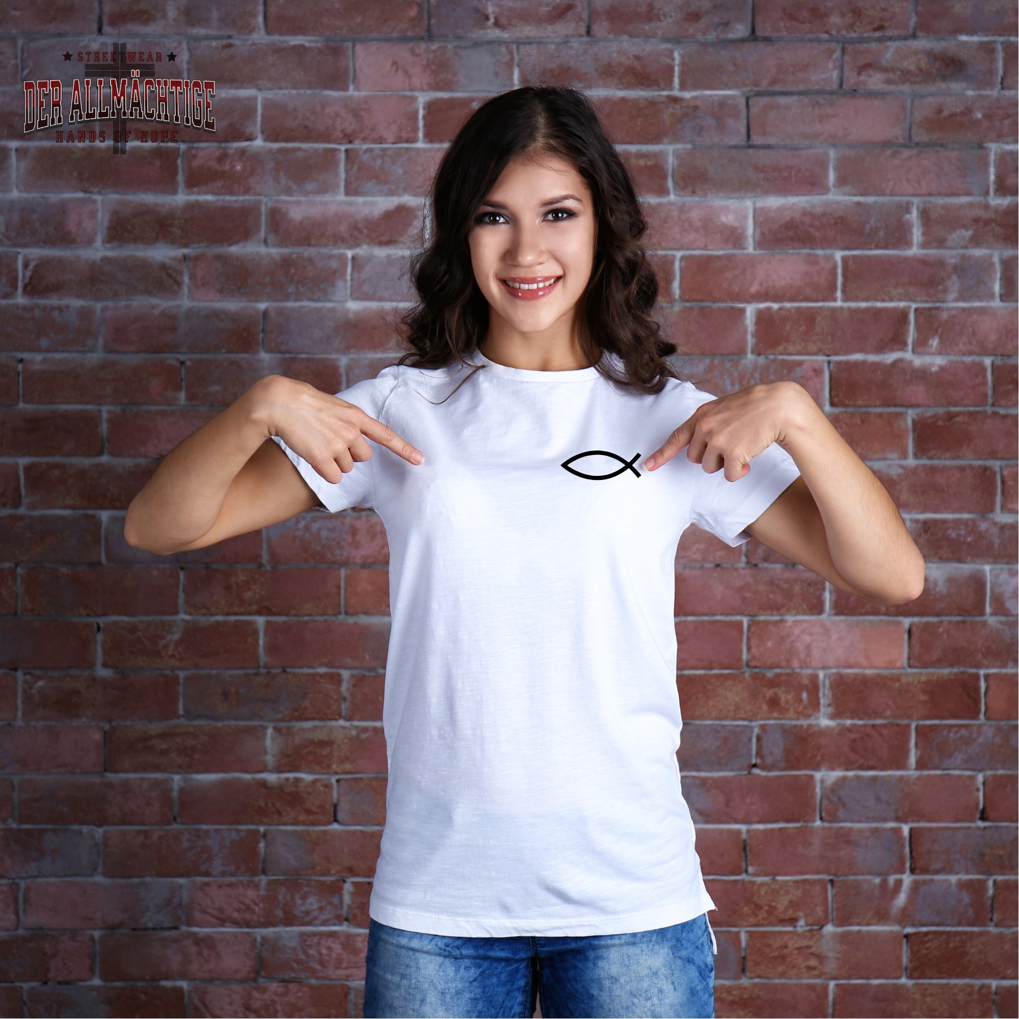 Eucharistischer Fisch Damen Premium Tshirt