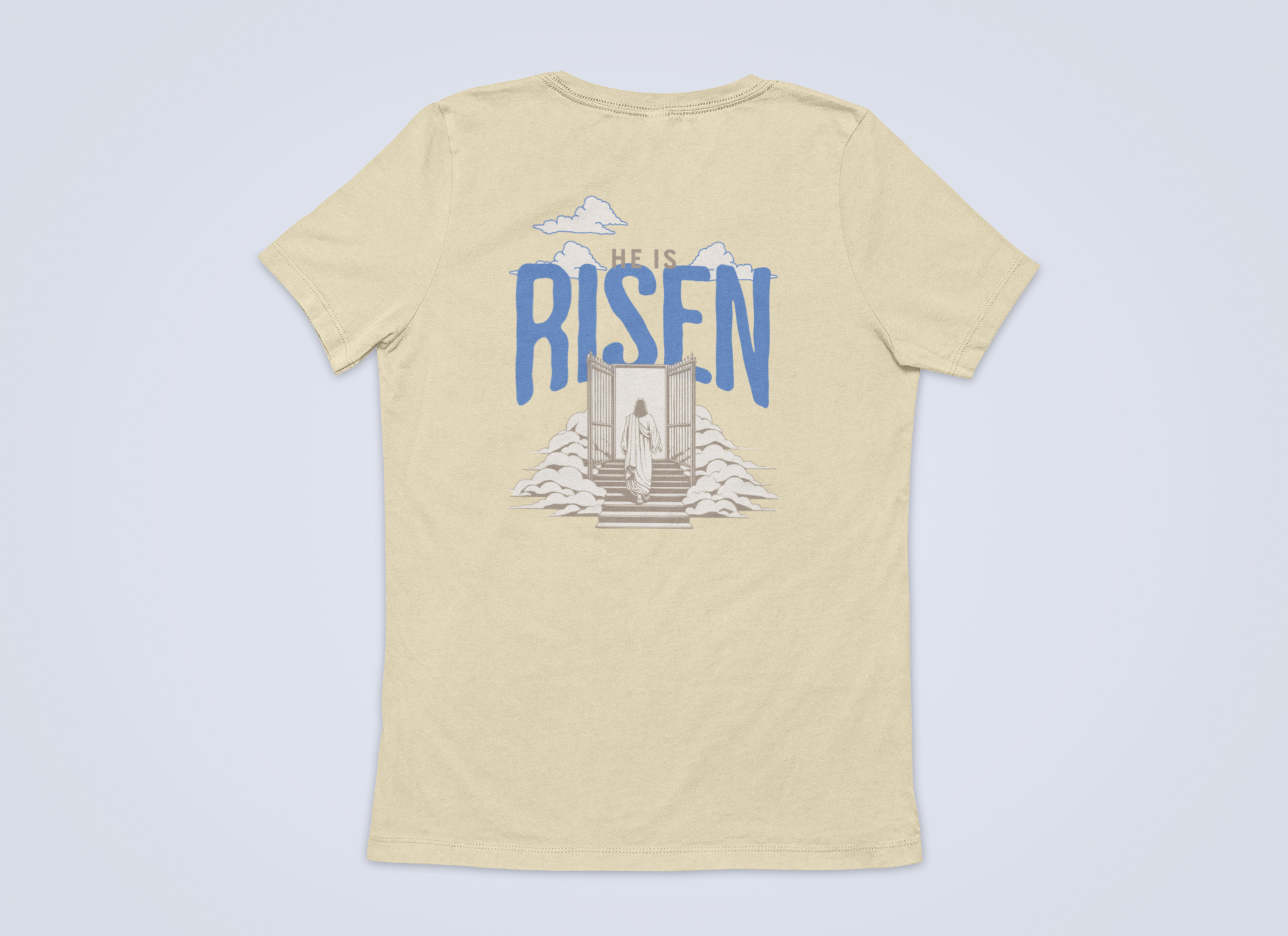 Christliches Herren T-Shirt mit Backprint & Frontlogo- He Is Risen