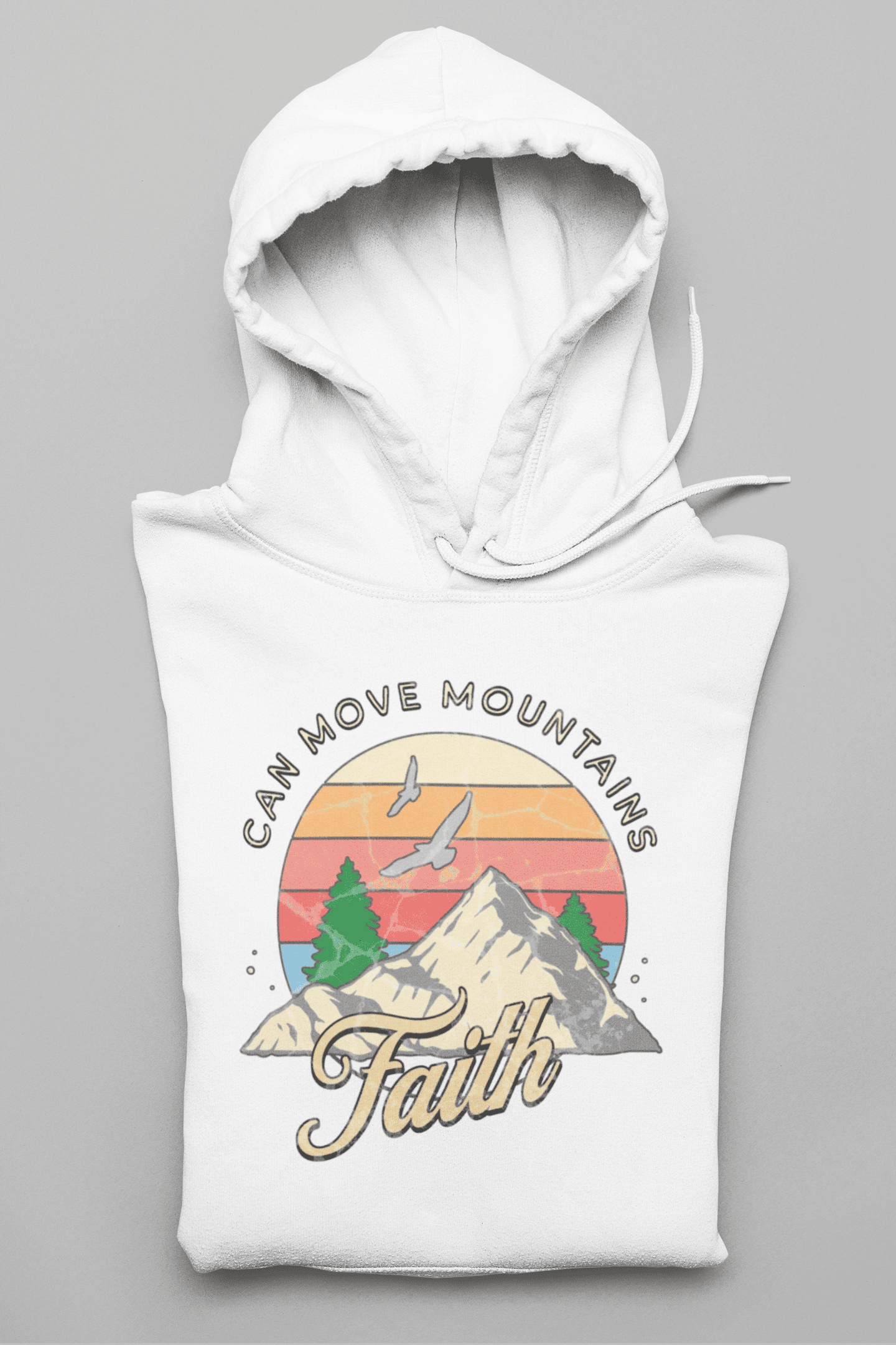 Christlicher Damen Hoodie „Faith Can Move Mountains“ – Glaube & Stärke