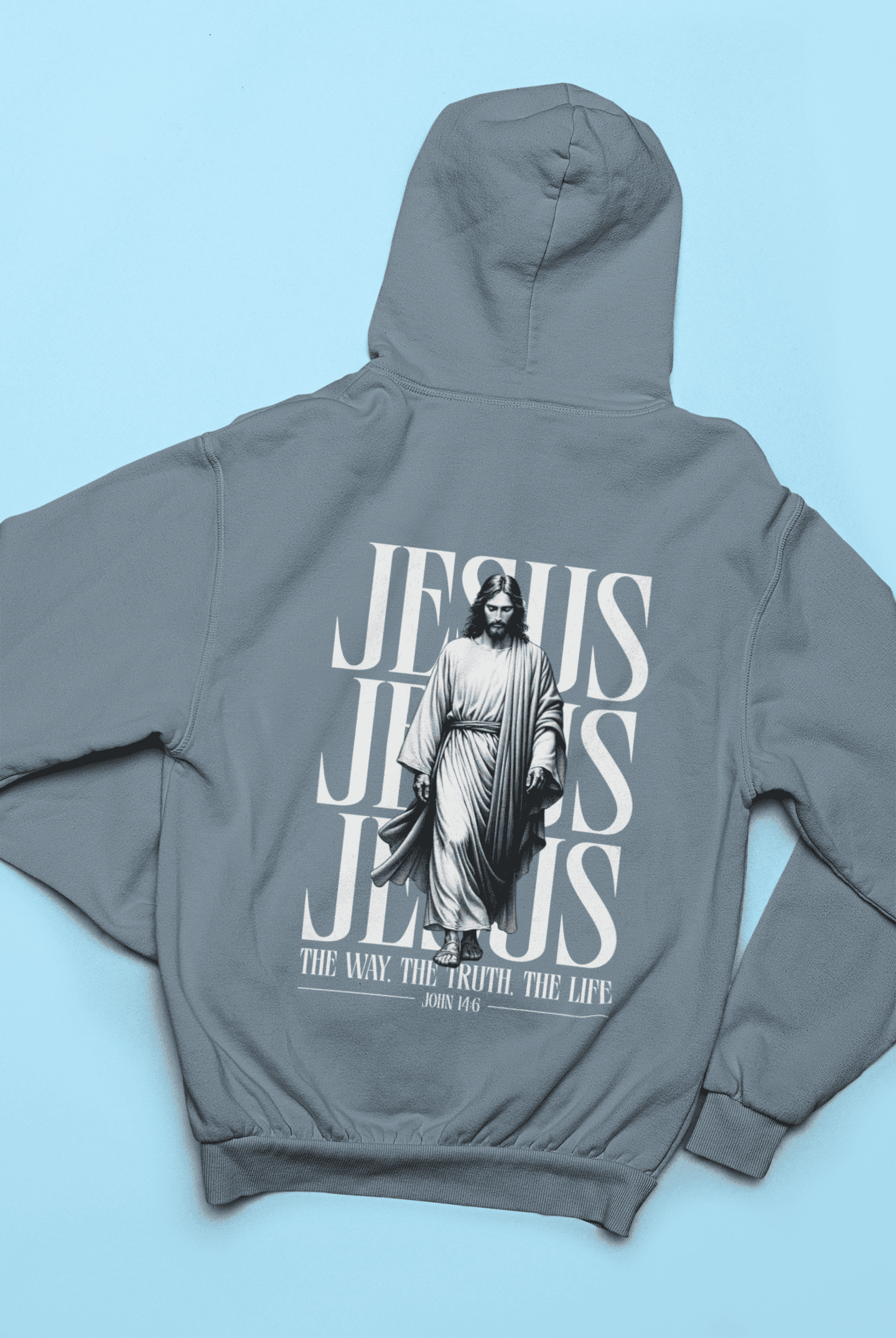 Jesusfigur the way, the trust, the life Backprint - Herren Hoodie