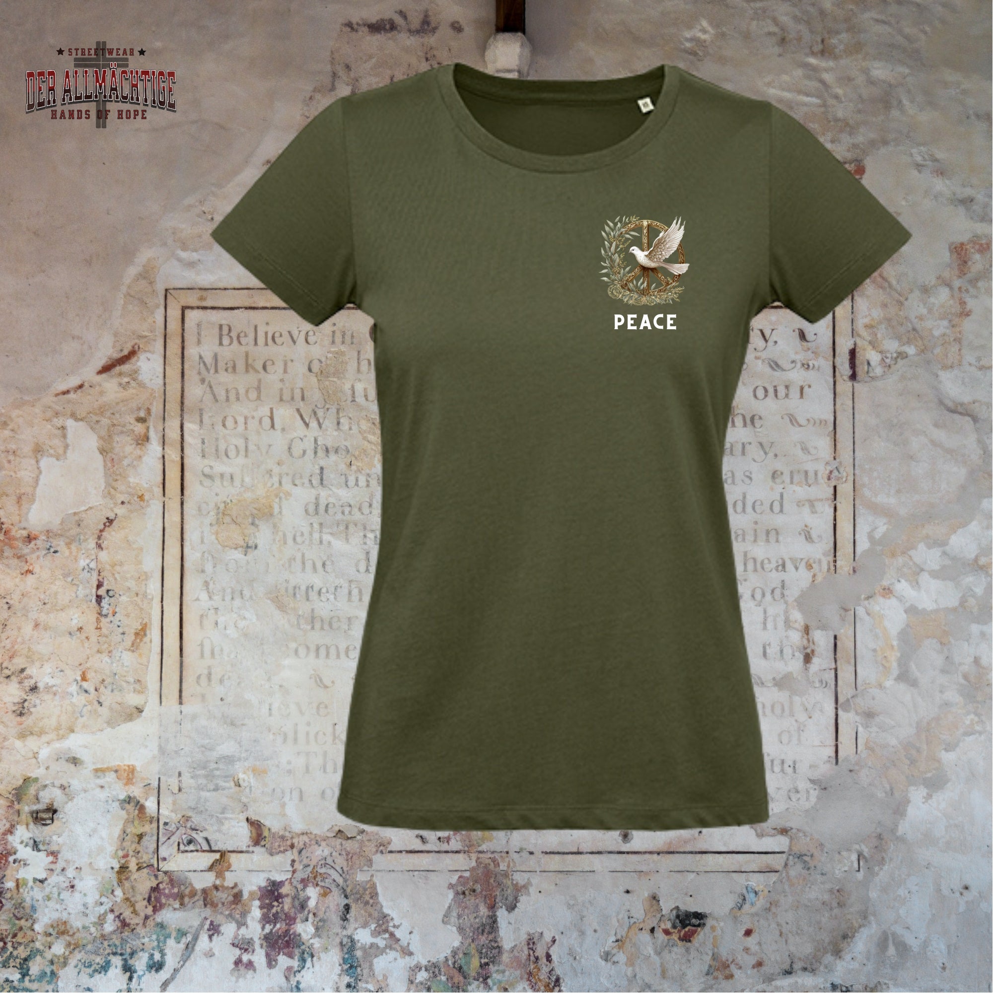 Peace Logo auf der Brust Damen Premium Tshirt
