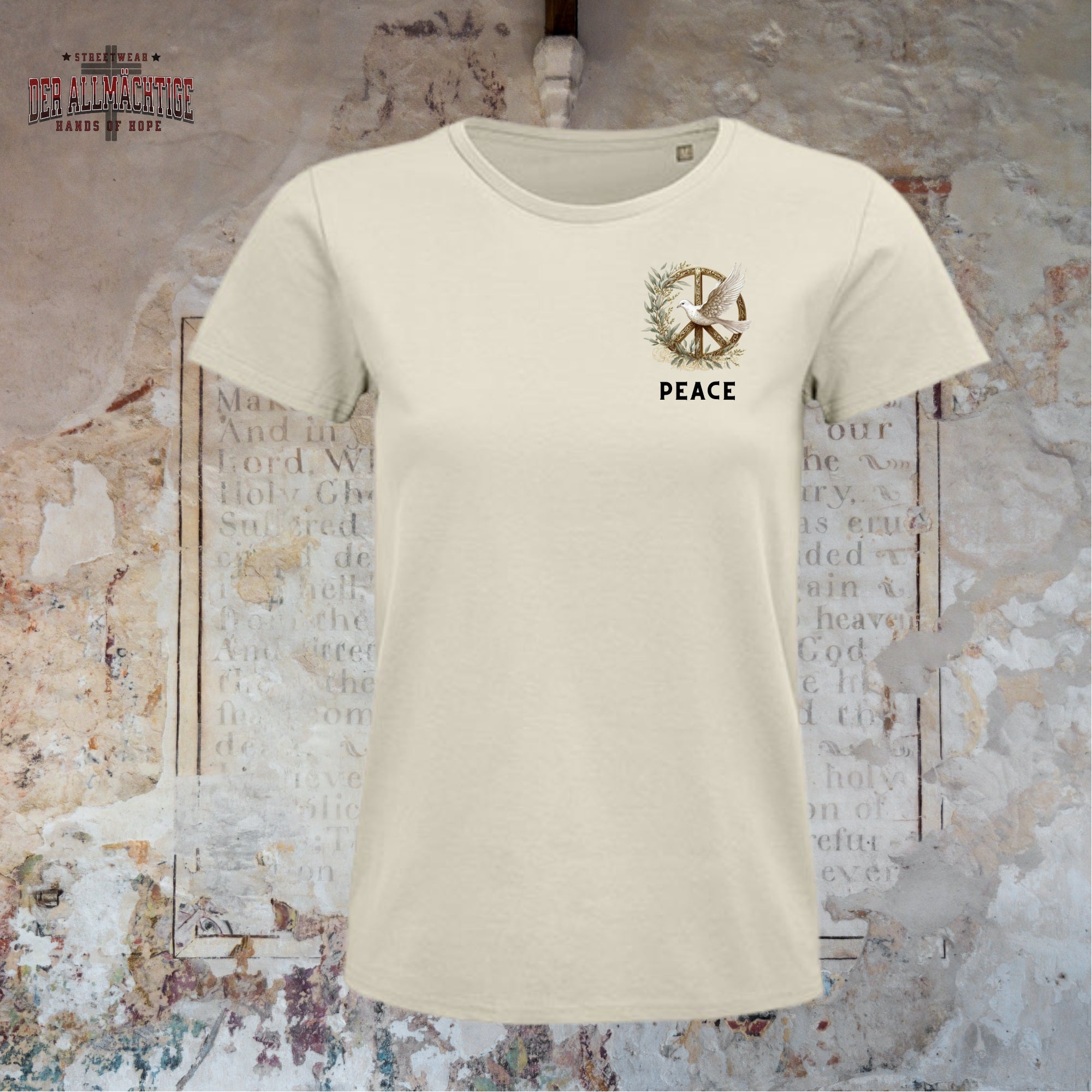 Peace Logo auf der Brust Damen Premium Tshirt