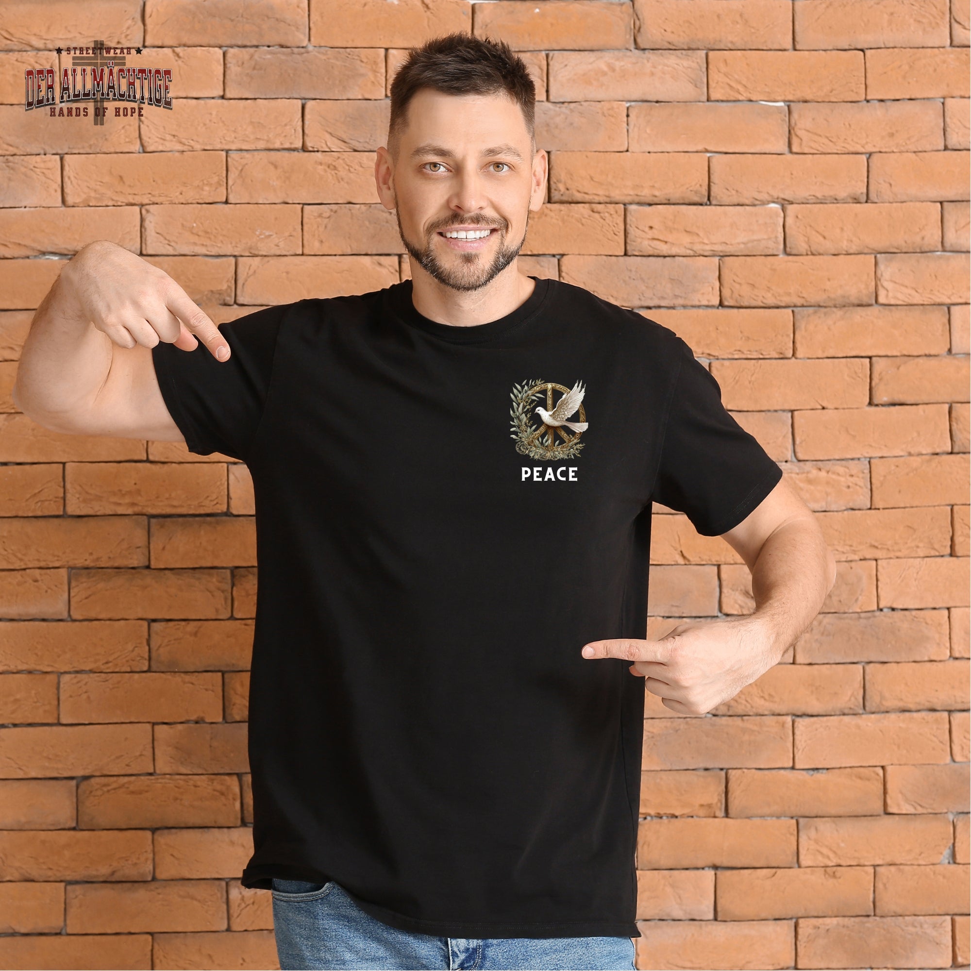 Peace Logo auf der Brust Herren Premium Tshirt