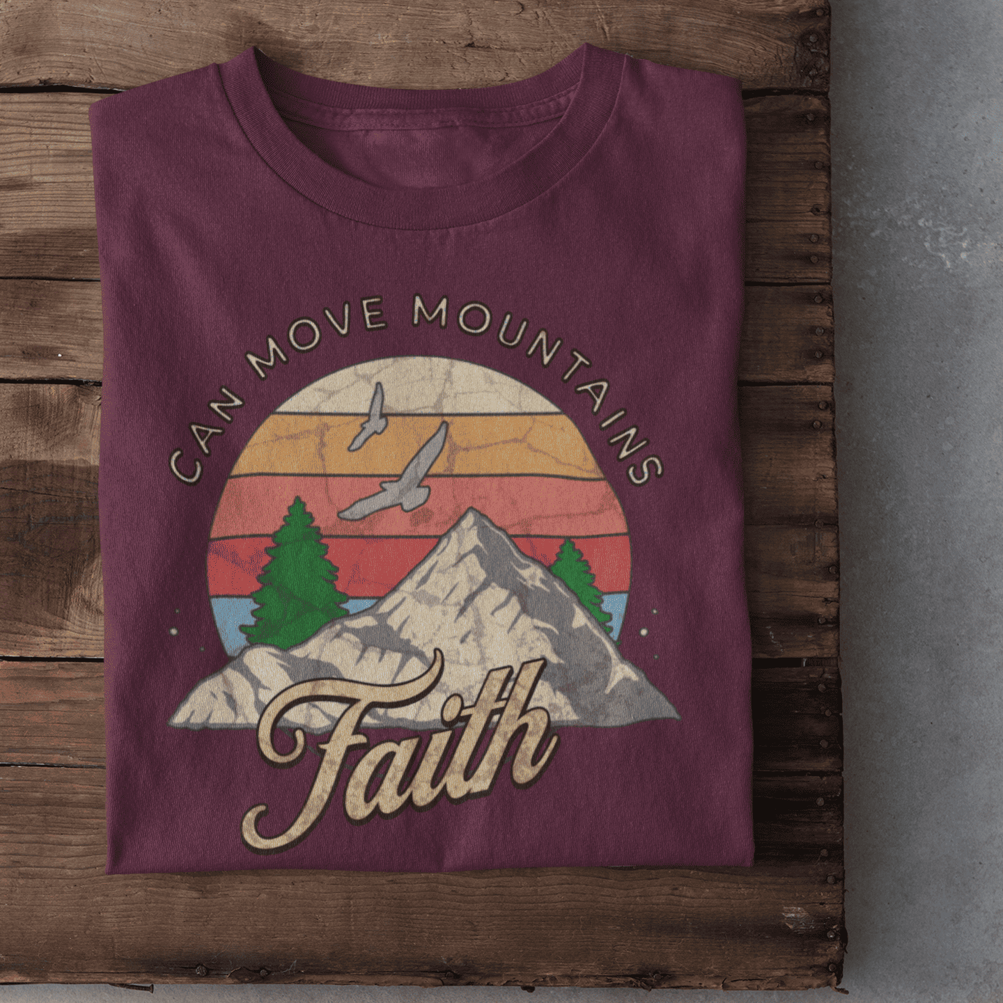 Christliches Damen T-Shirt „Faith Can Move Mountains“ – Bibelvers