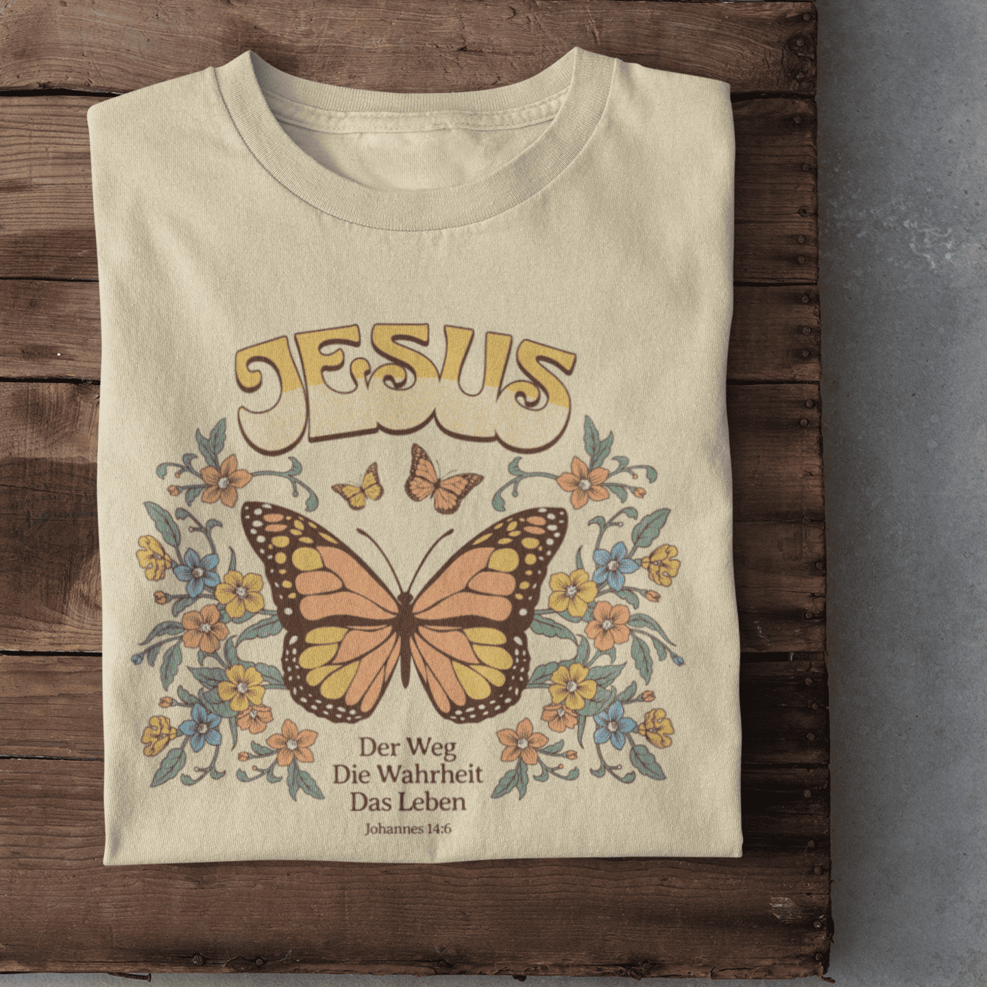 Christliches Herren T-Shirt mit Schmetterling – Hoffnung & Glaube