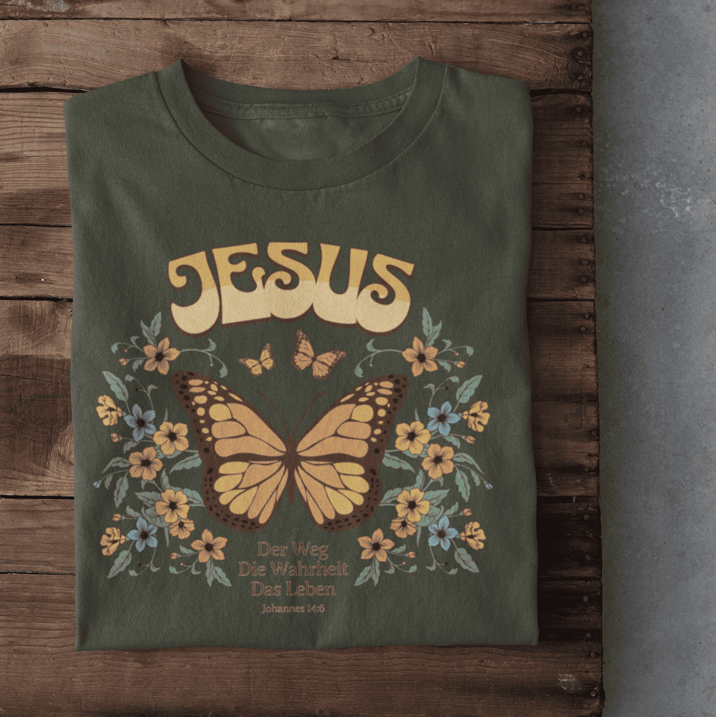 Christliches Herren T-Shirt mit Schmetterling – Hoffnung & Glaube