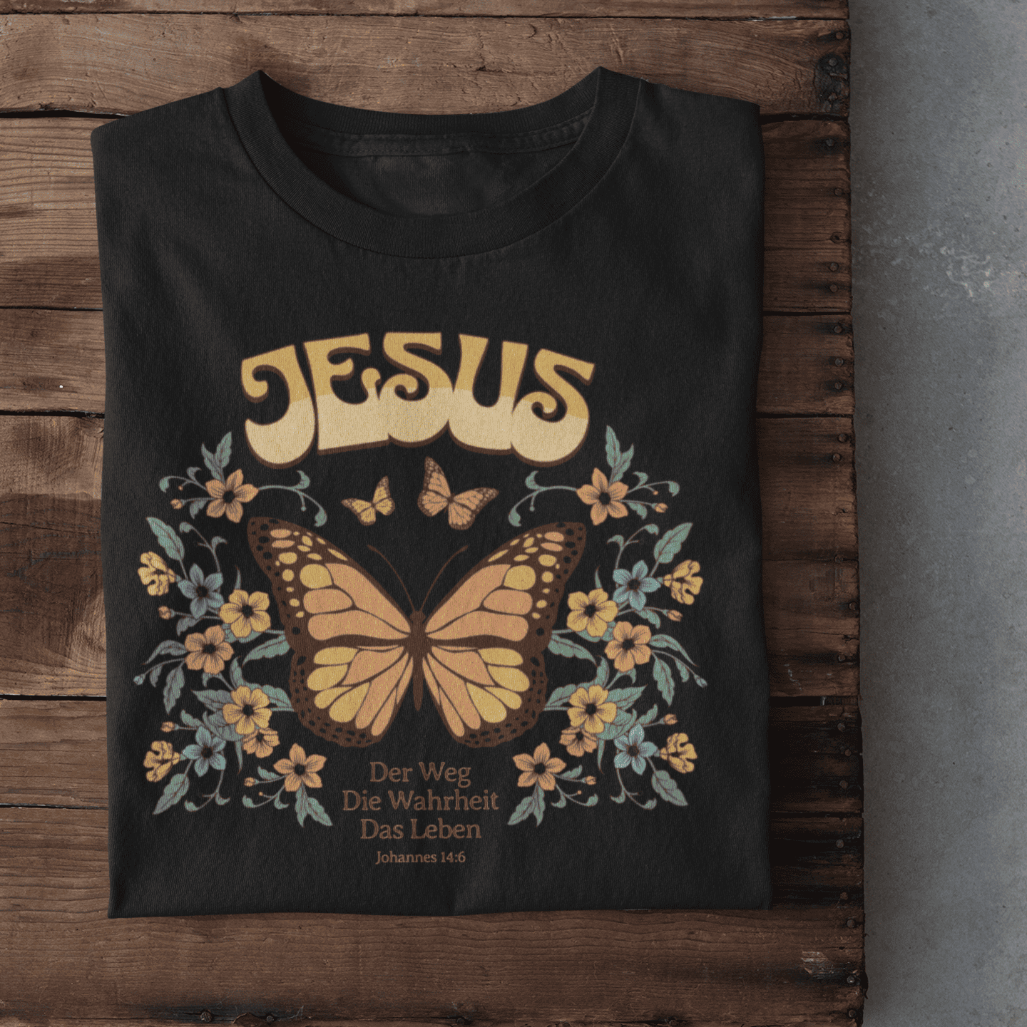 Christliches Herren T-Shirt mit Schmetterling – Hoffnung & Glaube