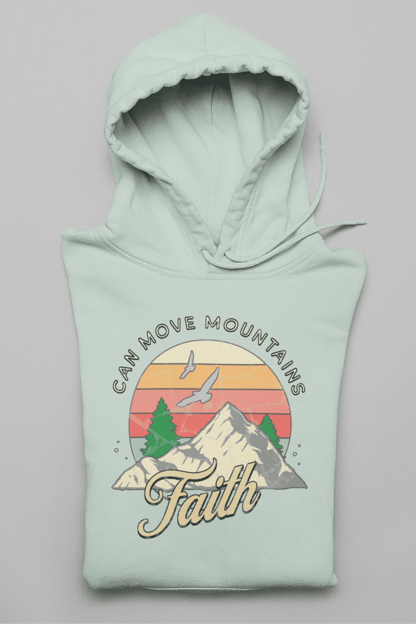 Christlicher Damen Hoodie „Faith Can Move Mountains“ – Glaube & Stärke