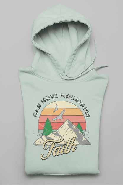 Christlicher Damen Hoodie „Faith Can Move Mountains“ – Glaube & Stärke