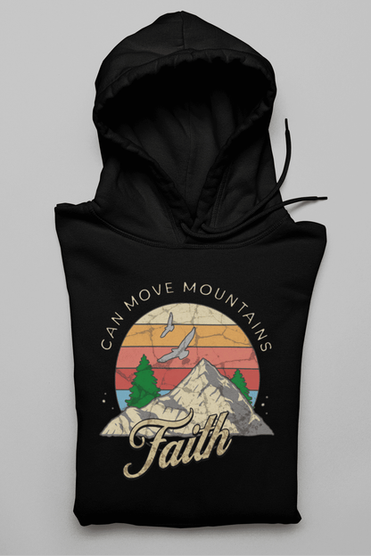Christlicher Damen Hoodie „Faith Can Move Mountains“ – Glaube & Stärke