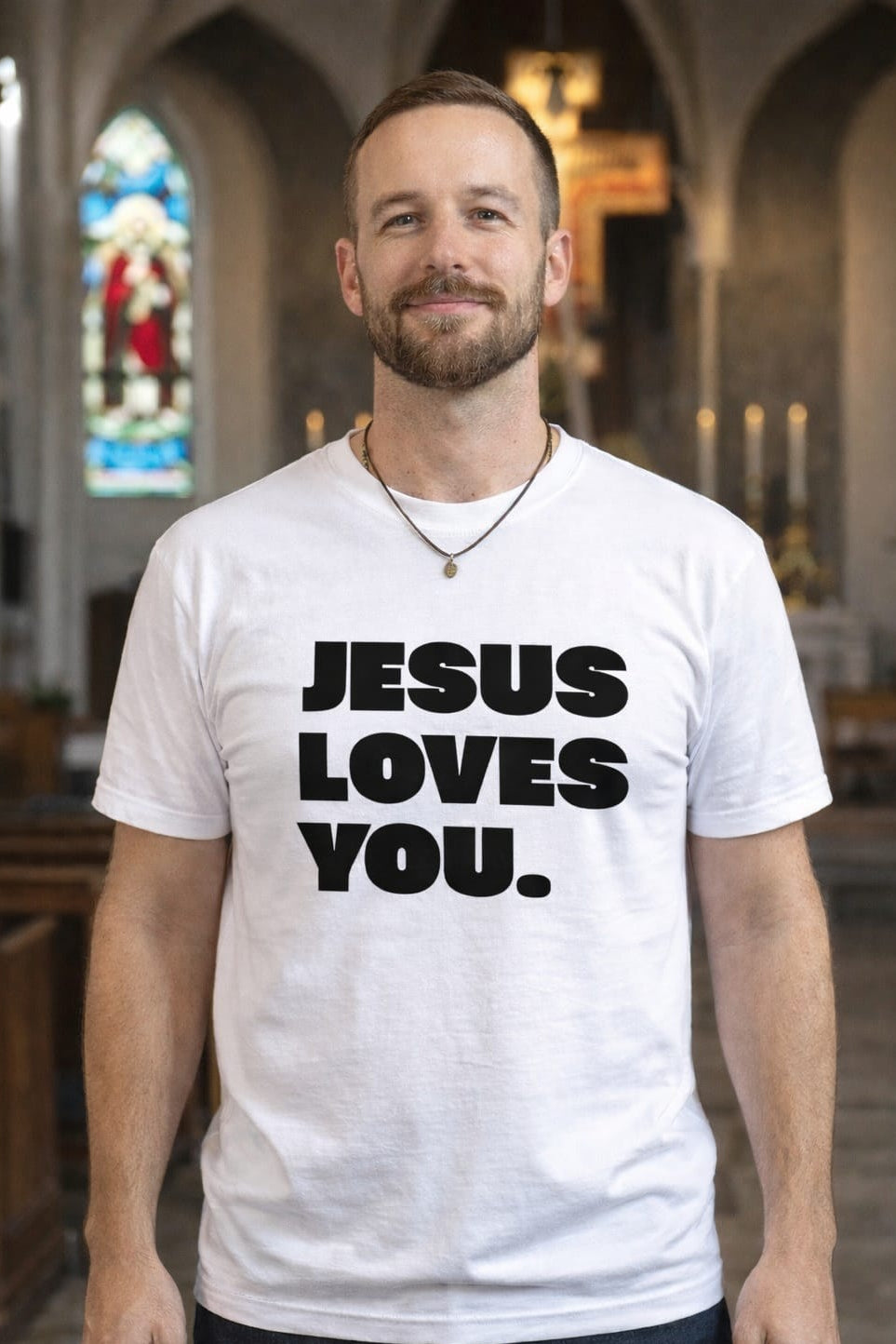 Christliches T-Shirt Herren „Jesus Loves You“ | Shirt mit christlicher Botschaft
