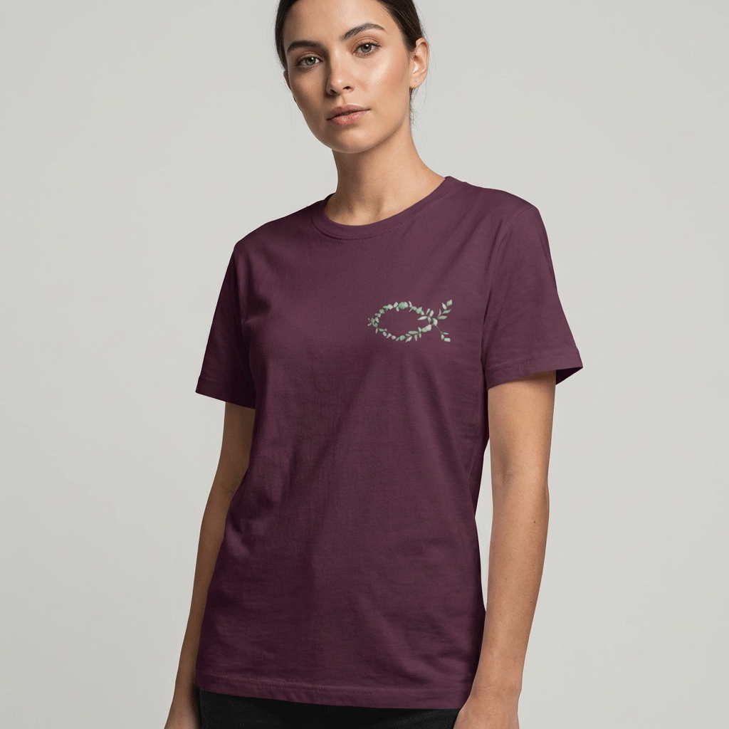 Eucharistischer Fisch Pflanzen -Damen Tshirt