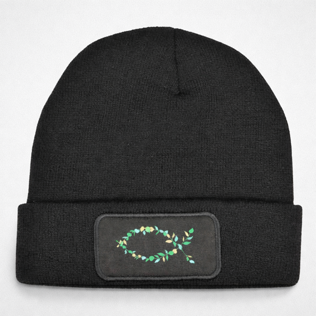 Christliche Beanie mit Ichthys Fisch & Pflanze – Symbol des Glaubens