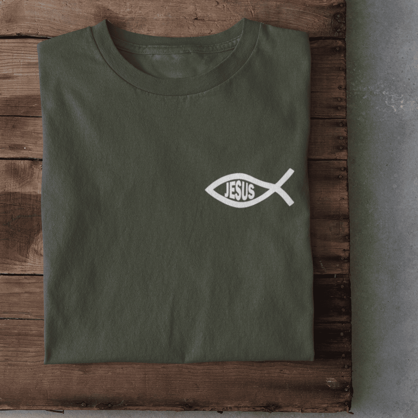 Eucharistischer Fisch mit Jesus - Herren Tshirt