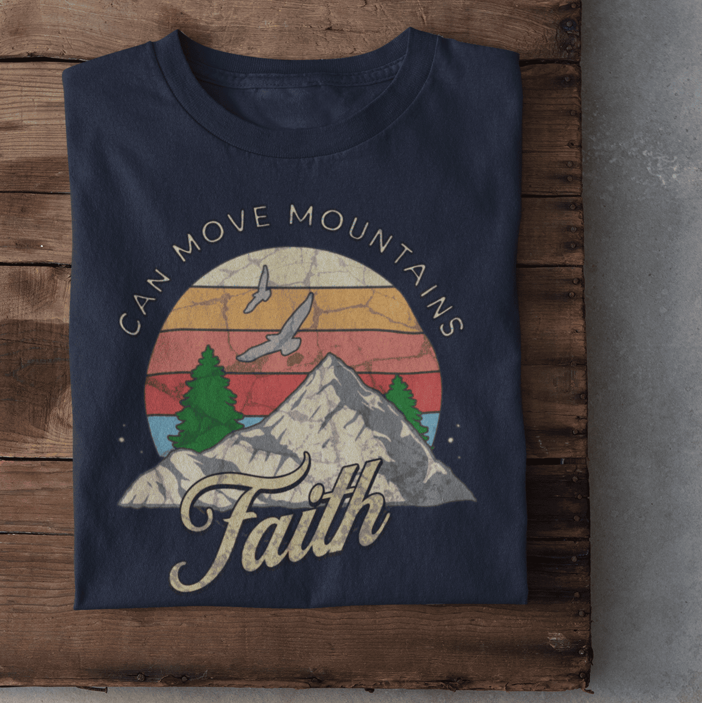 Christliches Damen T-Shirt „Faith Can Move Mountains“ – Bibelvers