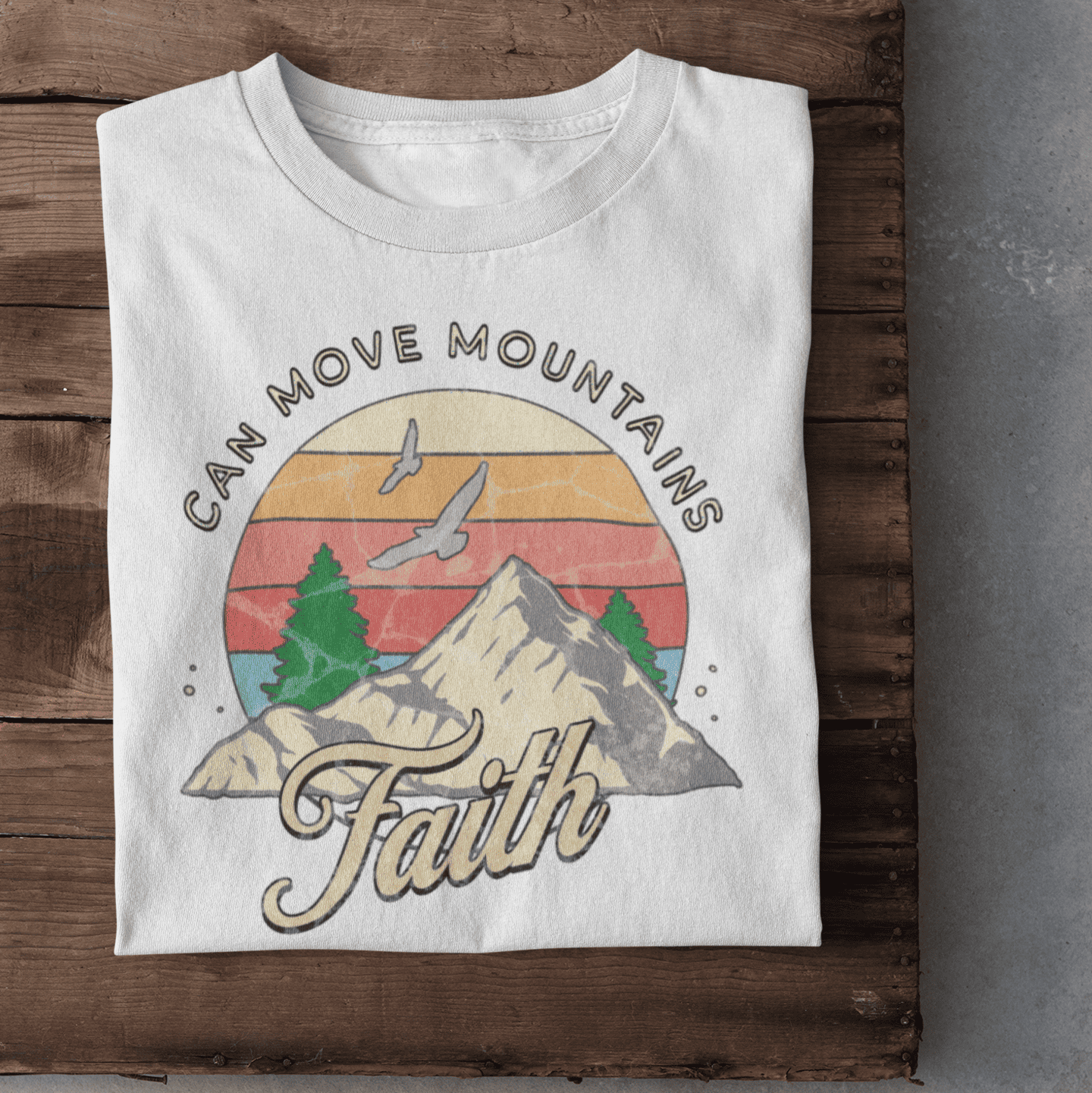 Christliches Herren T-Shirt „Faith Can Move Mountains“ – Bibelvers