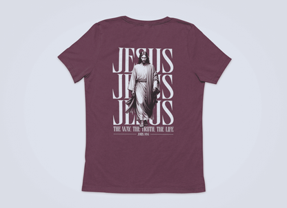 Jesusfigur the way, the trust, the life  Backprint - Herren Tshirt