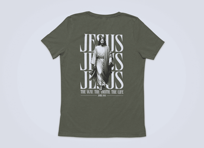 Jesusfigur the way, the trust, the life  Backprint - Herren Tshirt