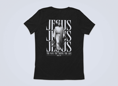 Jesusfigur the way, the trust, the life  Backprint - Herren Tshirt