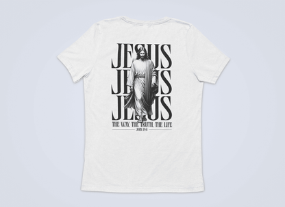 Jesusfigur the way, the trust, the life  Backprint - Herren Tshirt