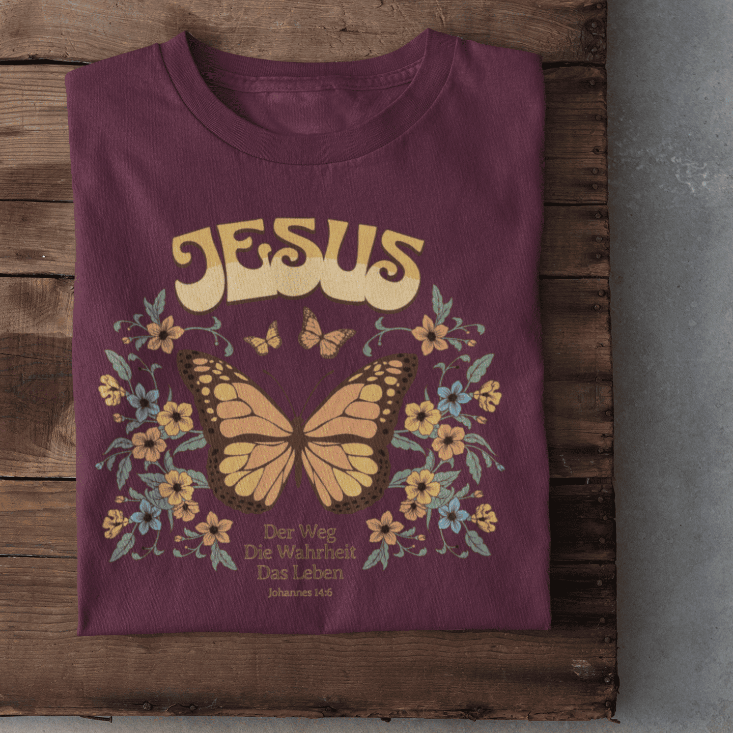Christliches Herren T-Shirt mit Schmetterling – Hoffnung & Glaube