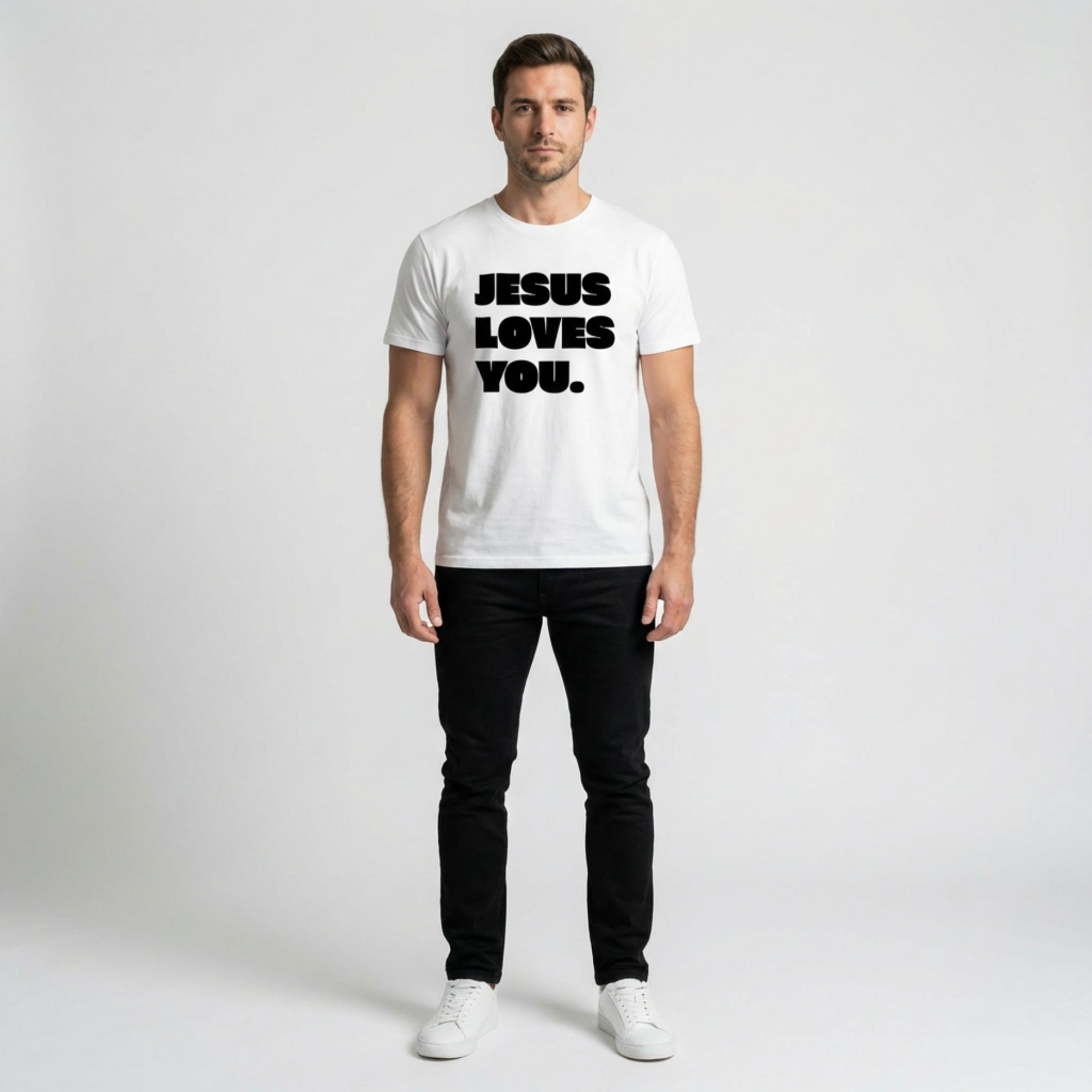 Christliches T-Shirt Herren „Jesus Loves You“ | Shirt mit christlicher Botschaft