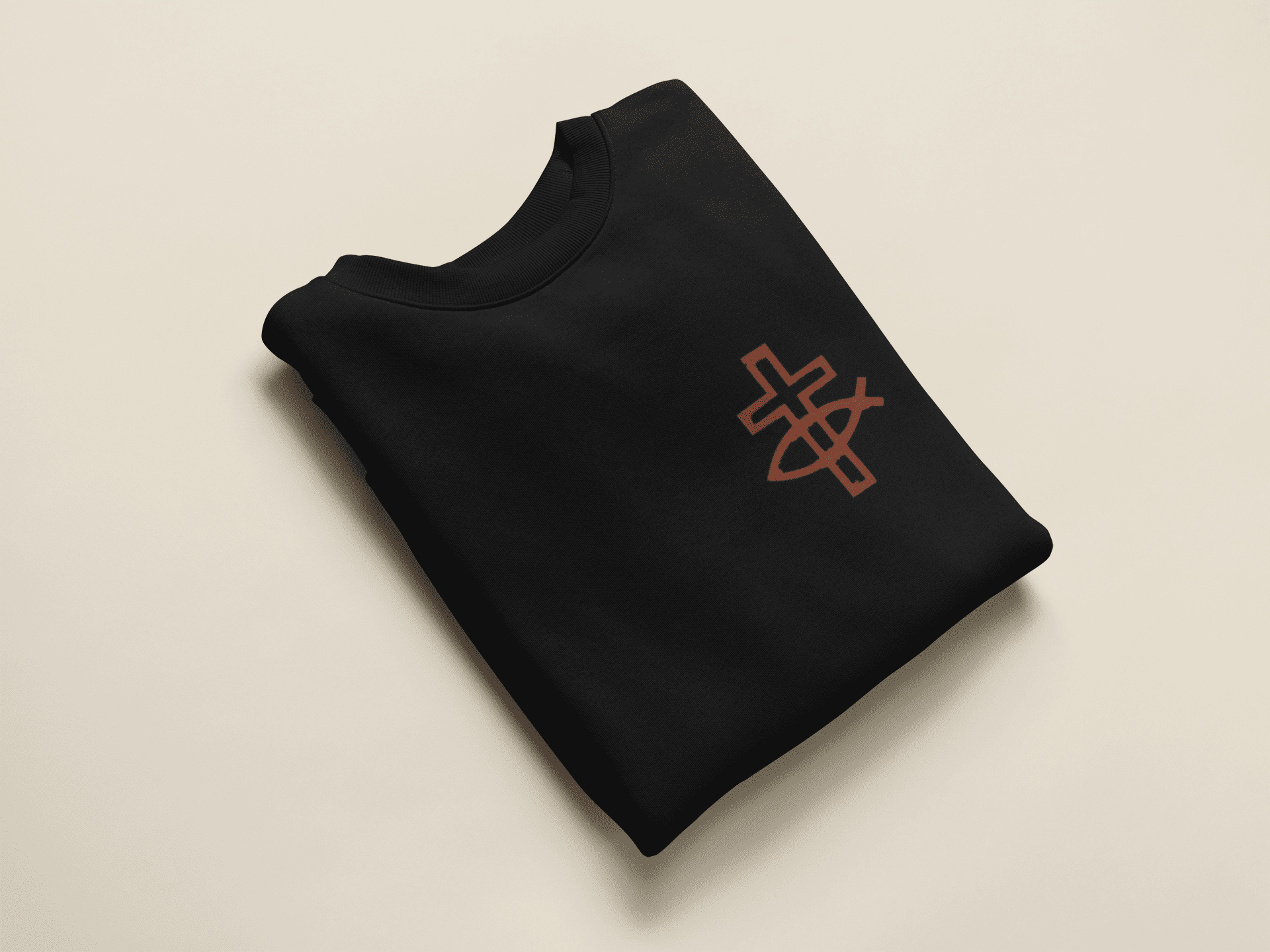 Eucharistischer Fisch mit Kreuz- Damen Sweatshirt